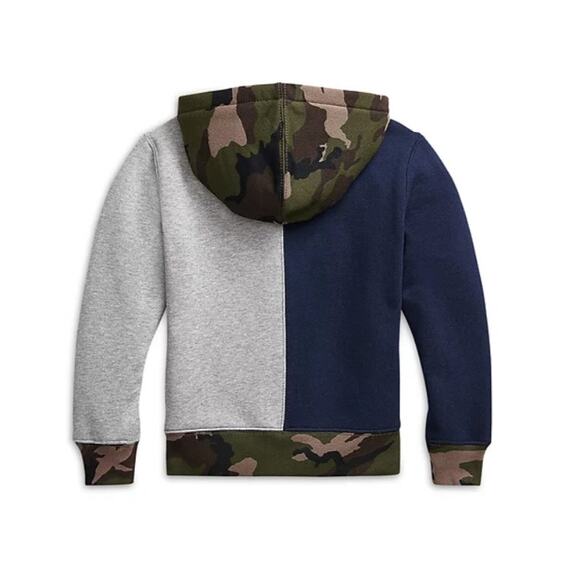 Polo Ralph Lauren Colorblock Hoodie Sweater in Gray/Navy/Camo Size Kids L 14/16 - Picture 11 of 11